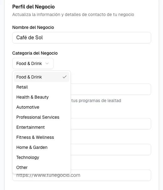 perfil negocio